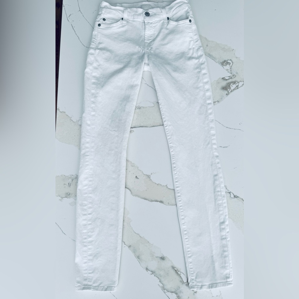 7 For All Mankind Women's White Skinny Jeans